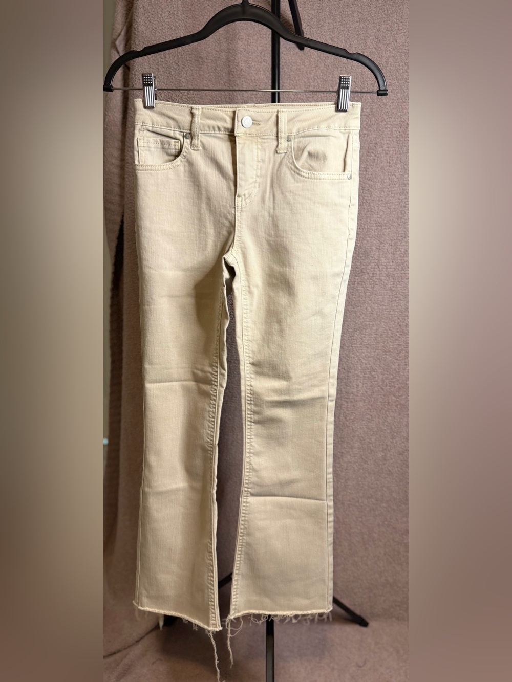 And Now This High Rise Raw Hem Jeans Size 24 Cream Ecru Straight Leg